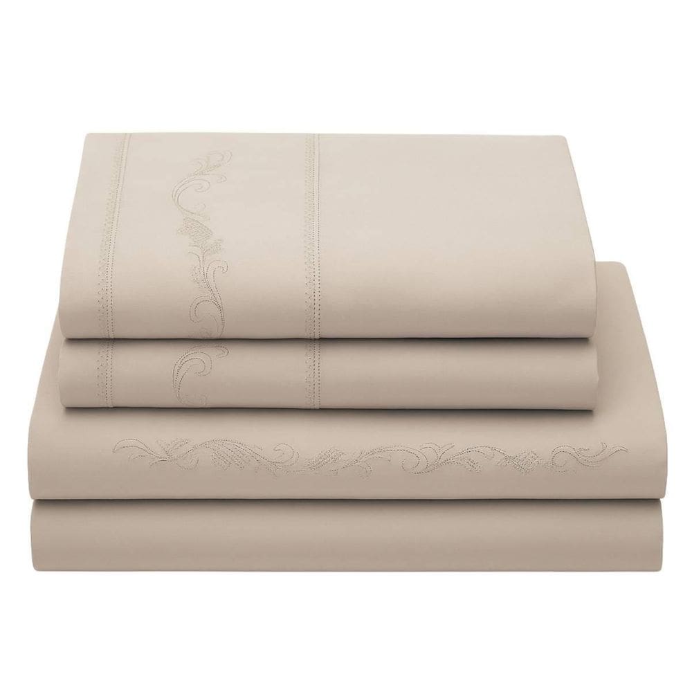 Jogo Cama 4 Peças Queen Liso Bordado Bella Notte Off White