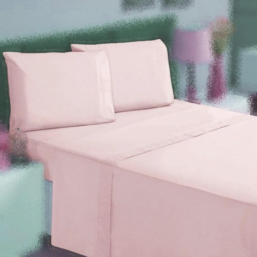 Jogo Cama Casal 3P Lençol Sem Elástico + Fronha 100% Algodão