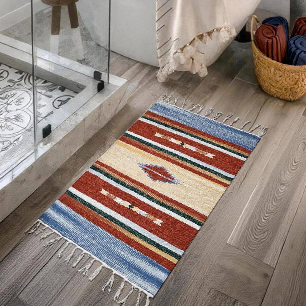 2 Tapete Banheiro Kilim Absorvente 100% Algodão 50 X 70 M04