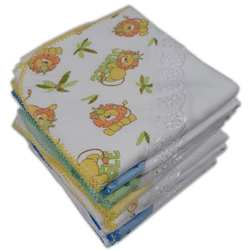 1 Cueiro Flanelado C Aplique Estampado 80X80 Crochê Colorido