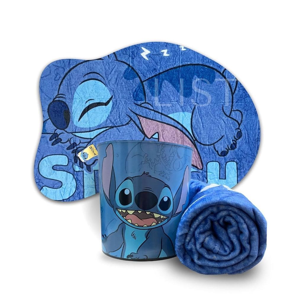 Mantinha Soft Tematica Stitch De Lilo E Stitch Com Balde