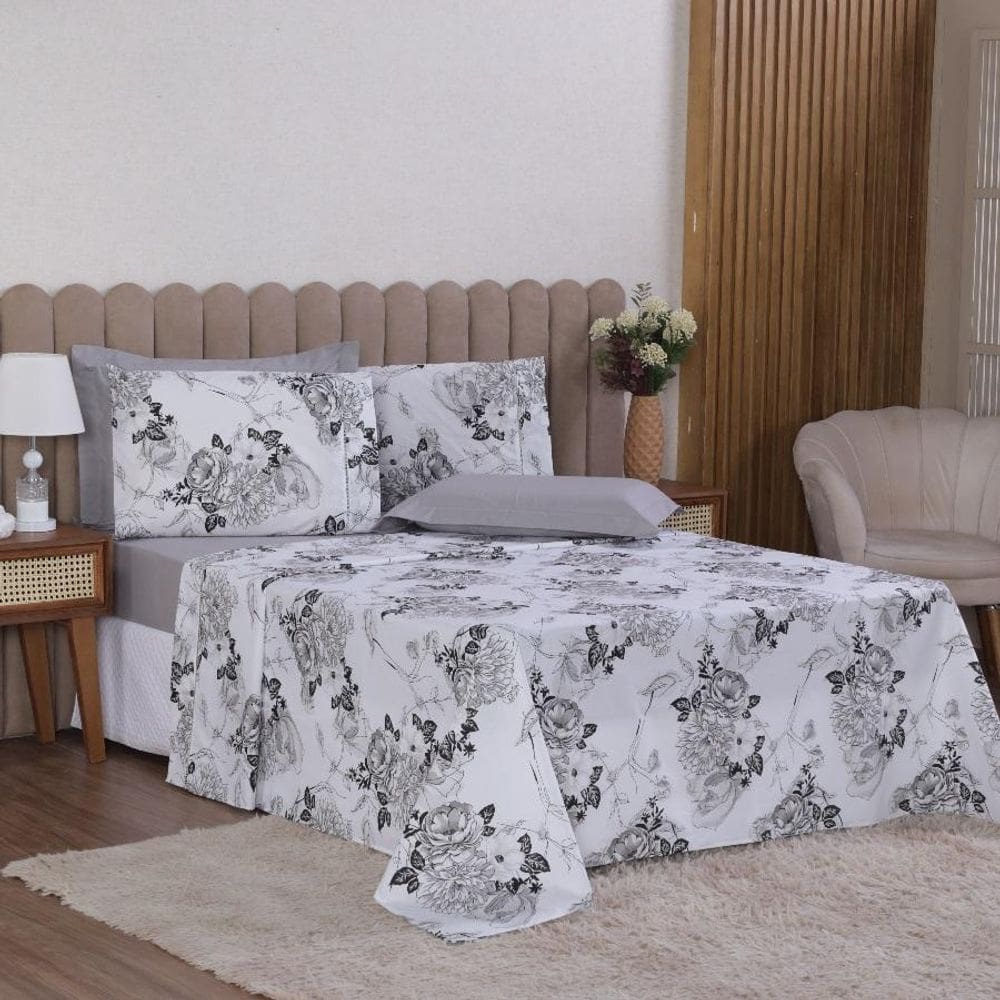 Jogo Cama King 4P Lençol + Fronha Esmeralda Percal 100%