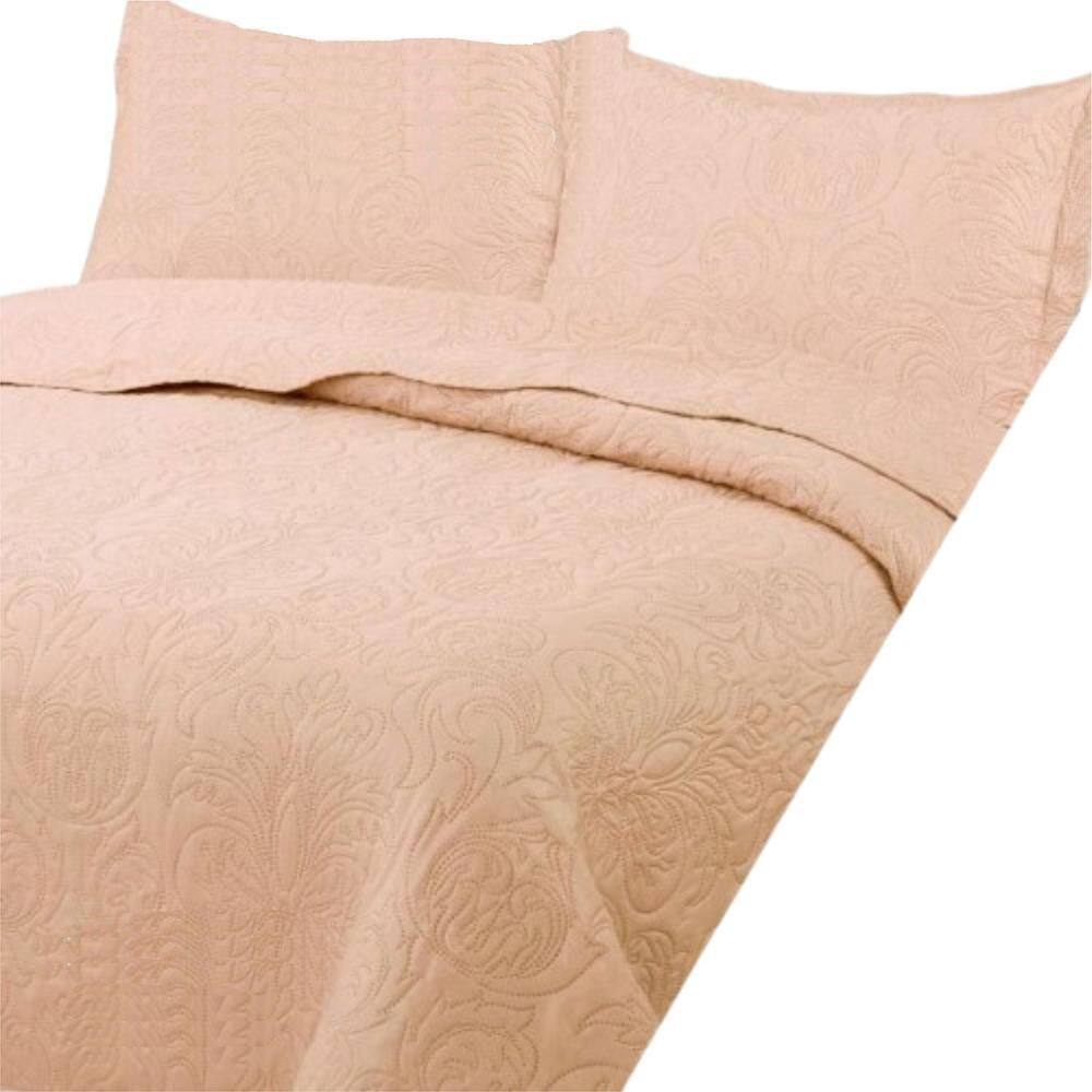 Colcha King Bella Dupla Face 03 Peças - Coral