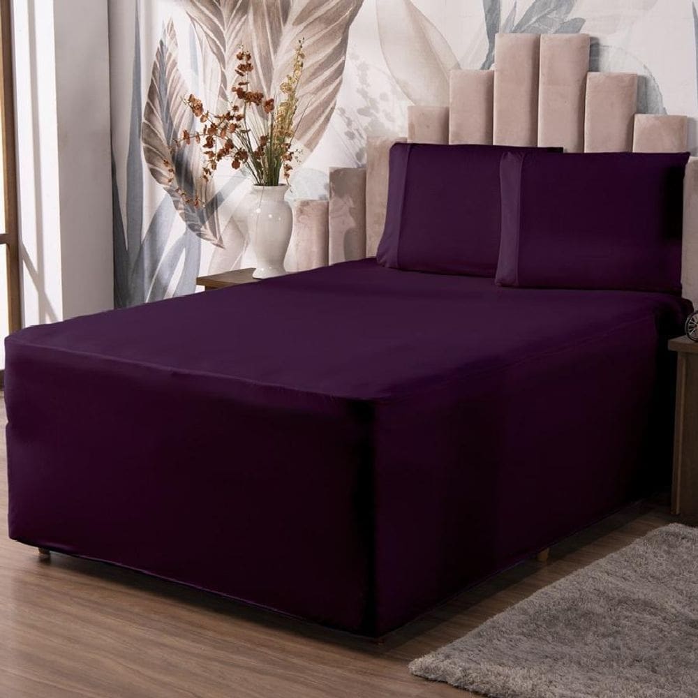 Jogo De Lençol Luva Solteiro Conjugada Colchão Box Malha 2P