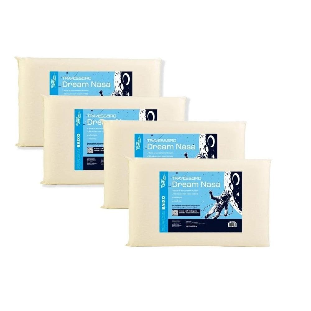 Kit 4 Travesseiros Dream Nasa Rolinho 38X58X10 Viscoelástico