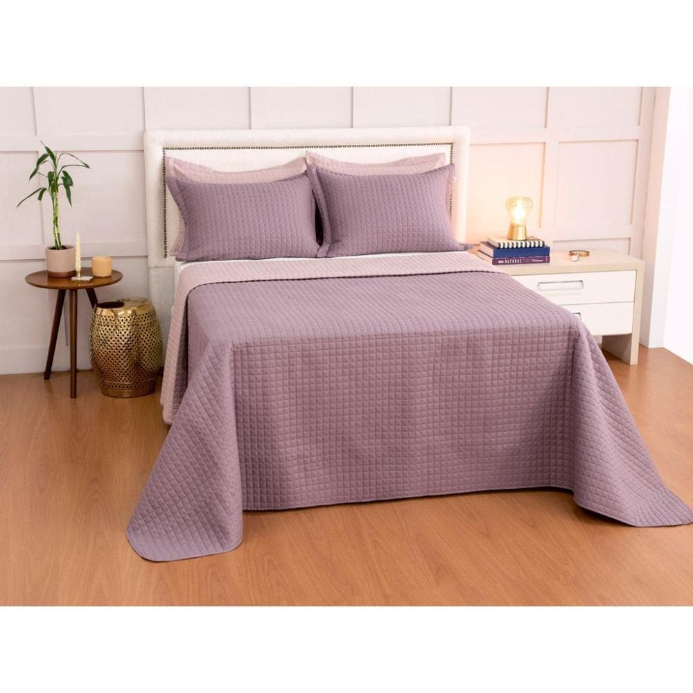 Kit Cobre Leito Plaza Casal 3 Peças Rose Lavanda Lavive