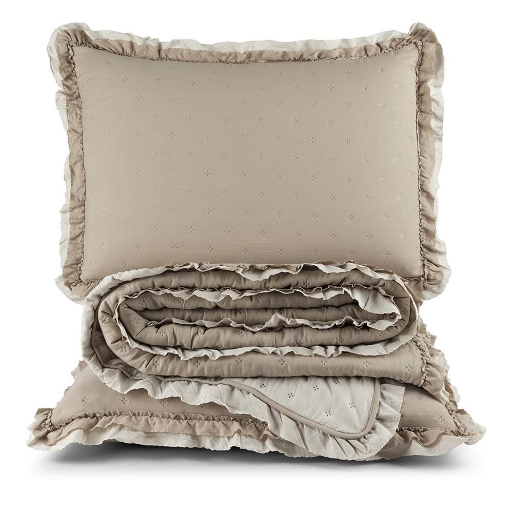 Cobre Leito Colcha Queen Luar 3 Peças Cáqui - 100% Poliéster