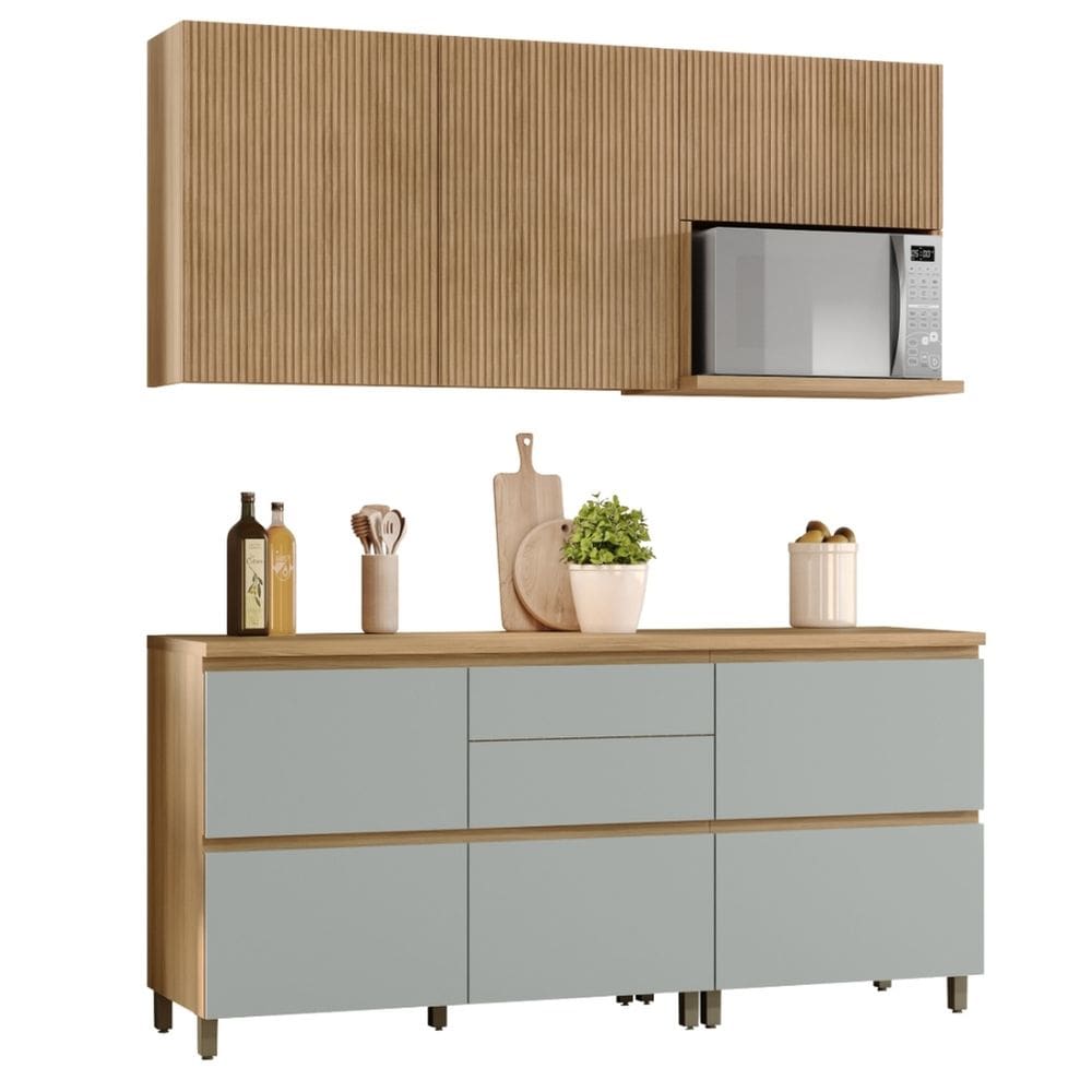 Armário De Cozinha Completa 100% MDF 7 Portas 5 Gavetas Raissa Nesher