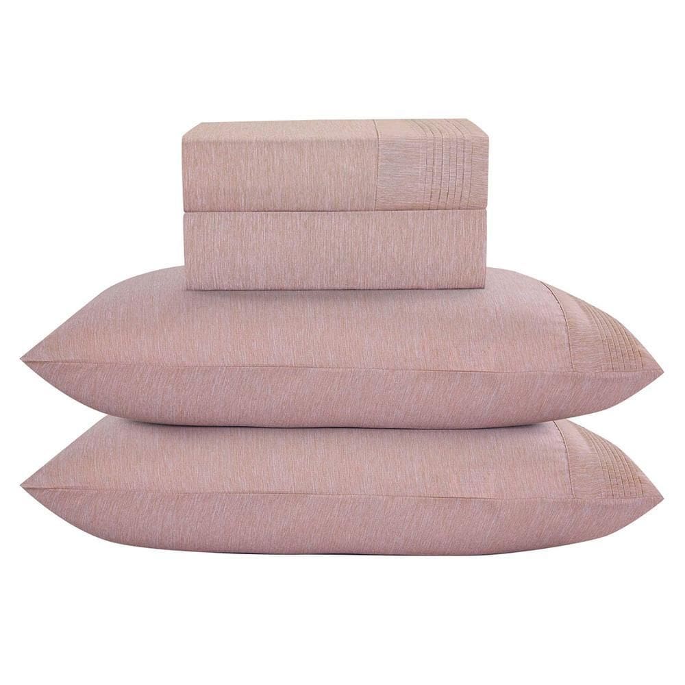 Jogo Cama Lençol Queen Plysce Percal 300 Fios 4 Peças - Rosê