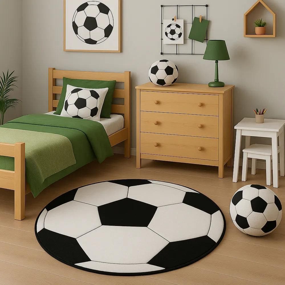 2X Tapete Pelúcia Quarto Infantil Juvenil Bola Futebol 70Cm