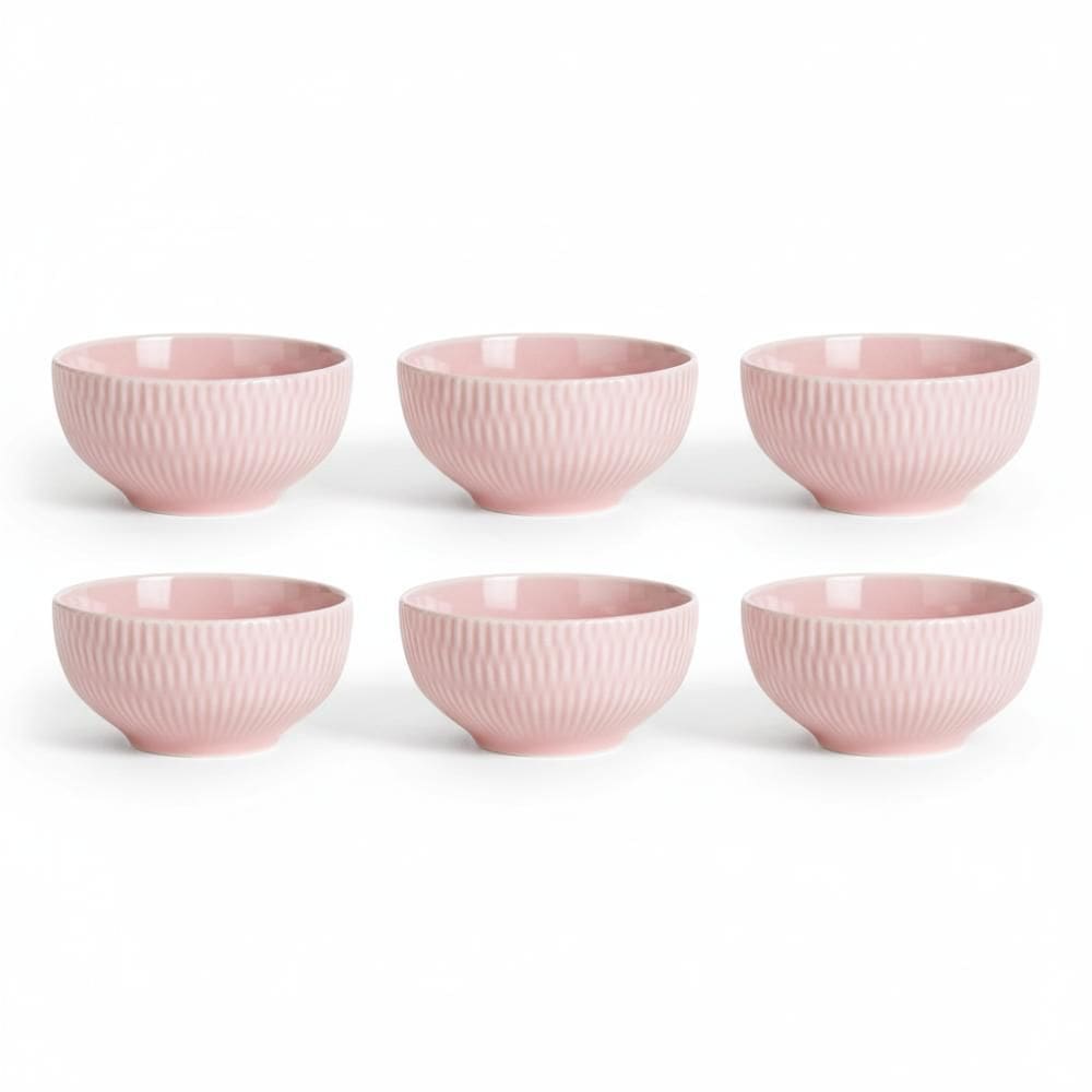 Kit 6 Bowl Tigela Rosa Relevo Shell 408 ml Germer Porcelanas
