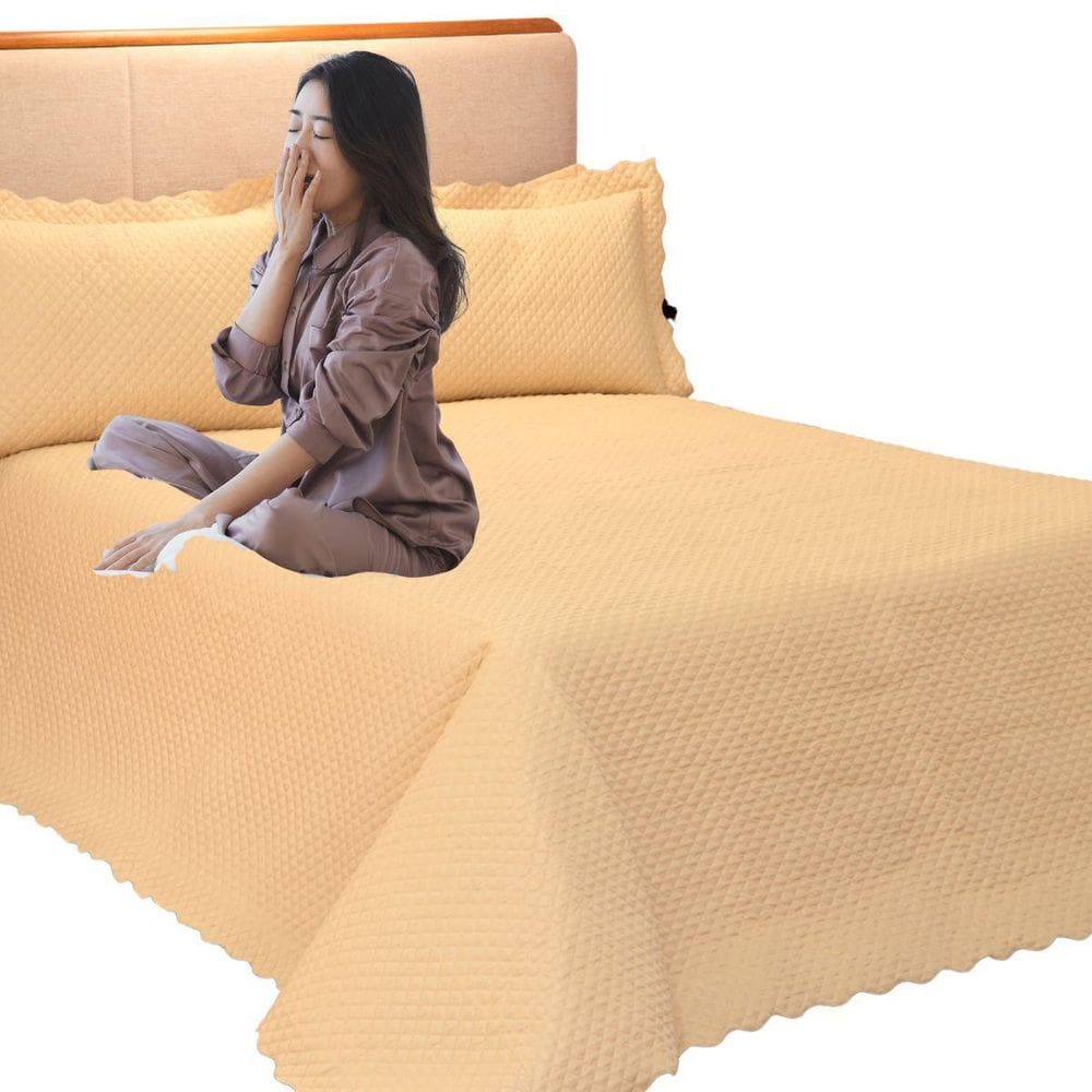 Kit 3 Pçs Cobre Leito Queen Classic Casal Porta Travesseiros