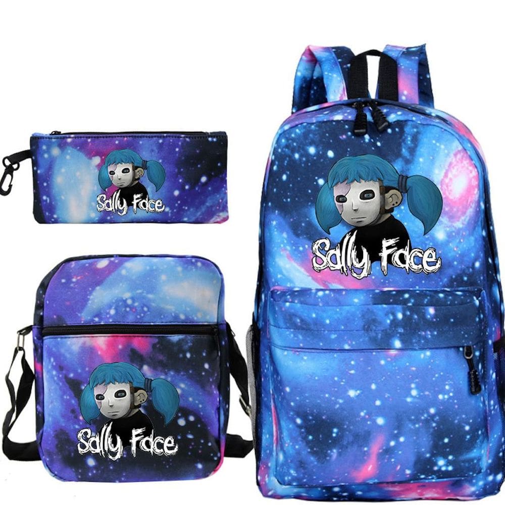 Conjunto de 3 mochilas escolares impressas em anime para crianças - Sallys Faces