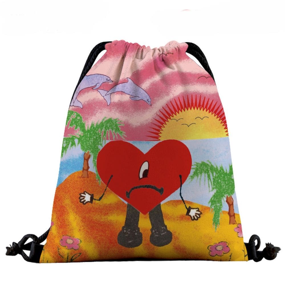 Mochila com cordão Anime Buds Bunnys 39x32cm algodão-poliéster