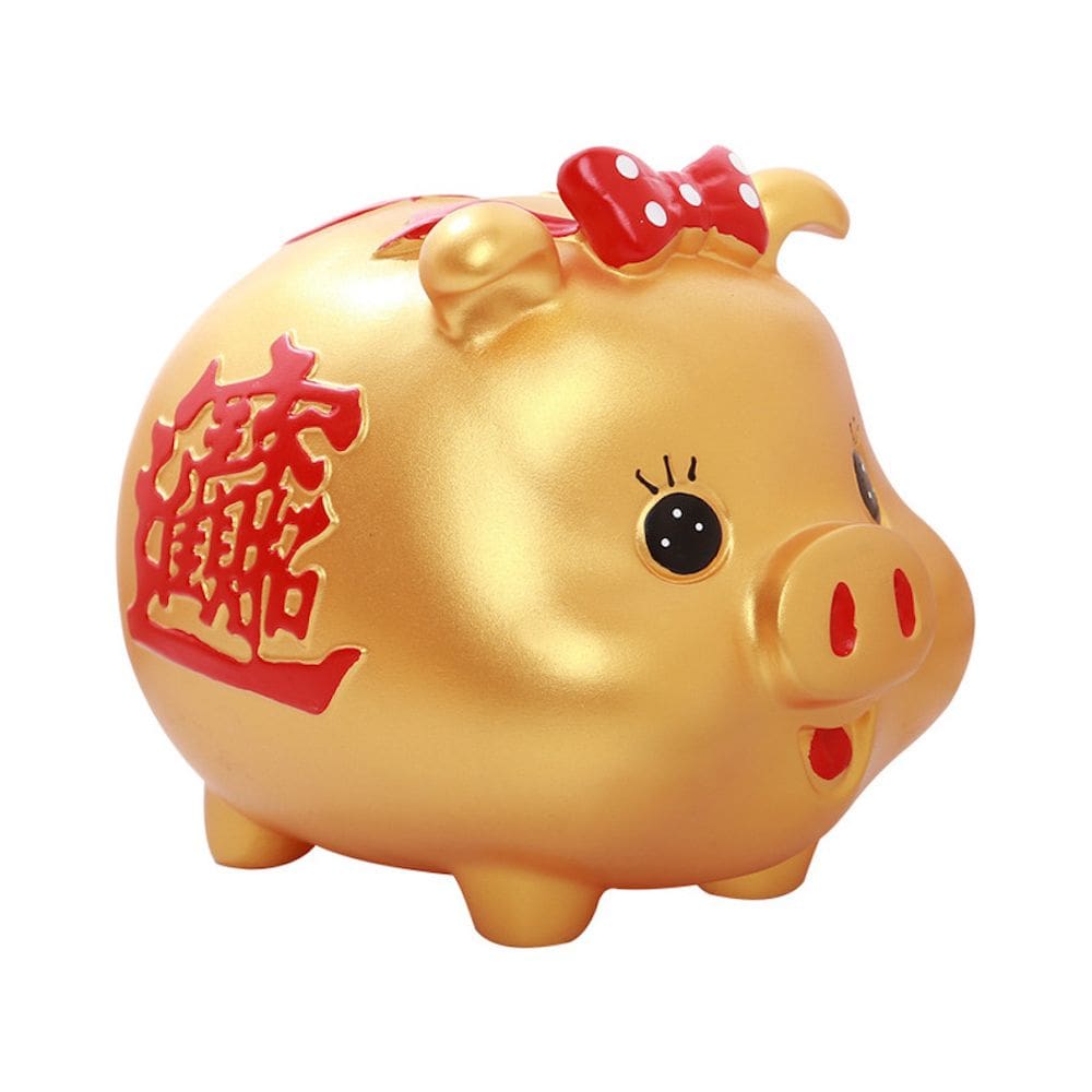 Resina Piggy Bank Lucky Golden Pig para crianças 4x10x10,5 cm