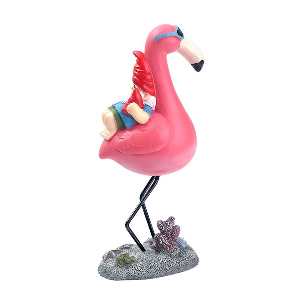 Estatueta de anão traseiro de resina Flamingo Sculpture para casa 28 cm
