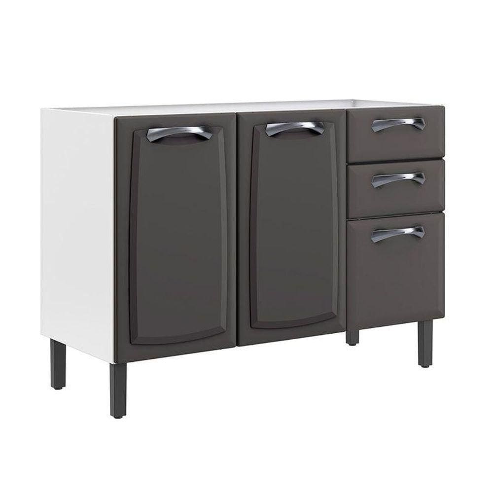 Balcão Em Aço 3 Portas 2 Gavetas Grafite S-tampo New Premium