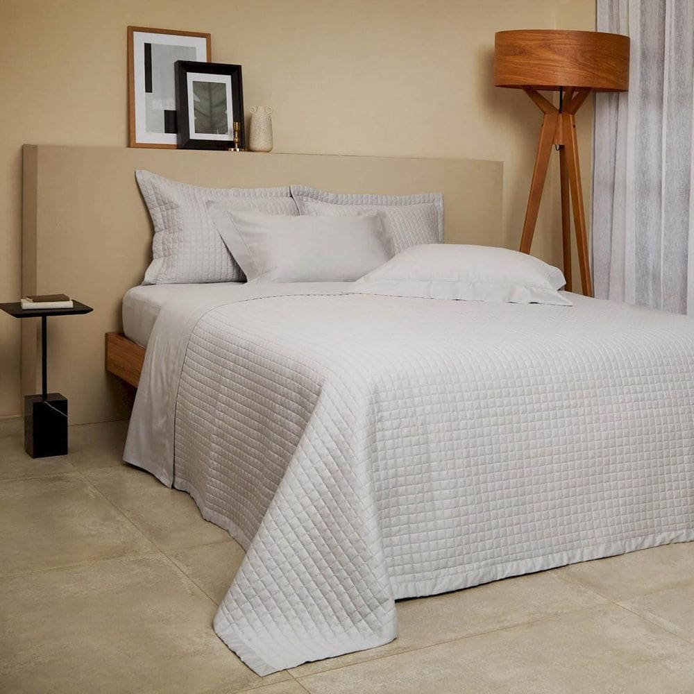Kit Colcha King 270 Fios Bud Vision New Cinza Buddemeyer