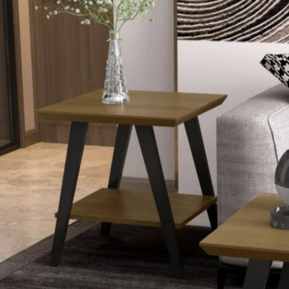Mesa Lateral Davi Com Pés Em Madeira Freijó Preto