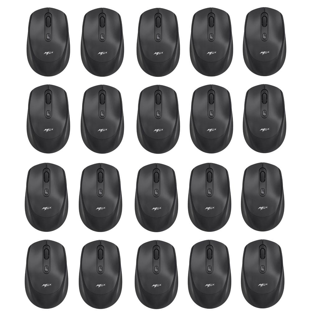 Kit 50 Mouses Sem Fio Recarregável Mega M180 Preto DPI Ajustável