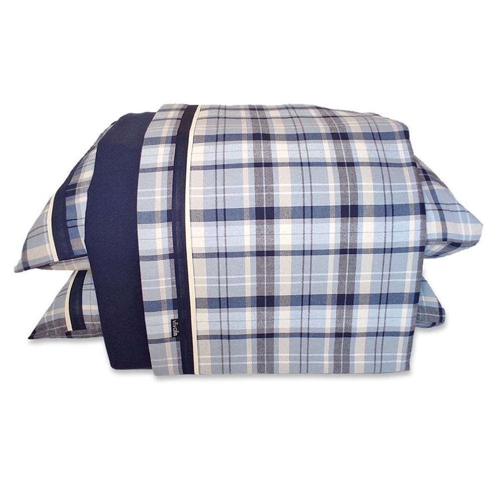 Jogo De Lençol Vivain Flanela Queen Safira 4 Peças