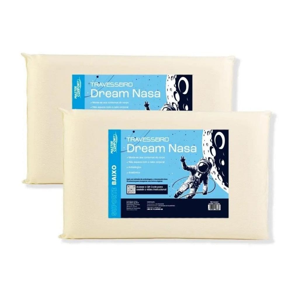 Kit 2 Travesseiros Dream Nasa Rolinho 38X58X10 Visco