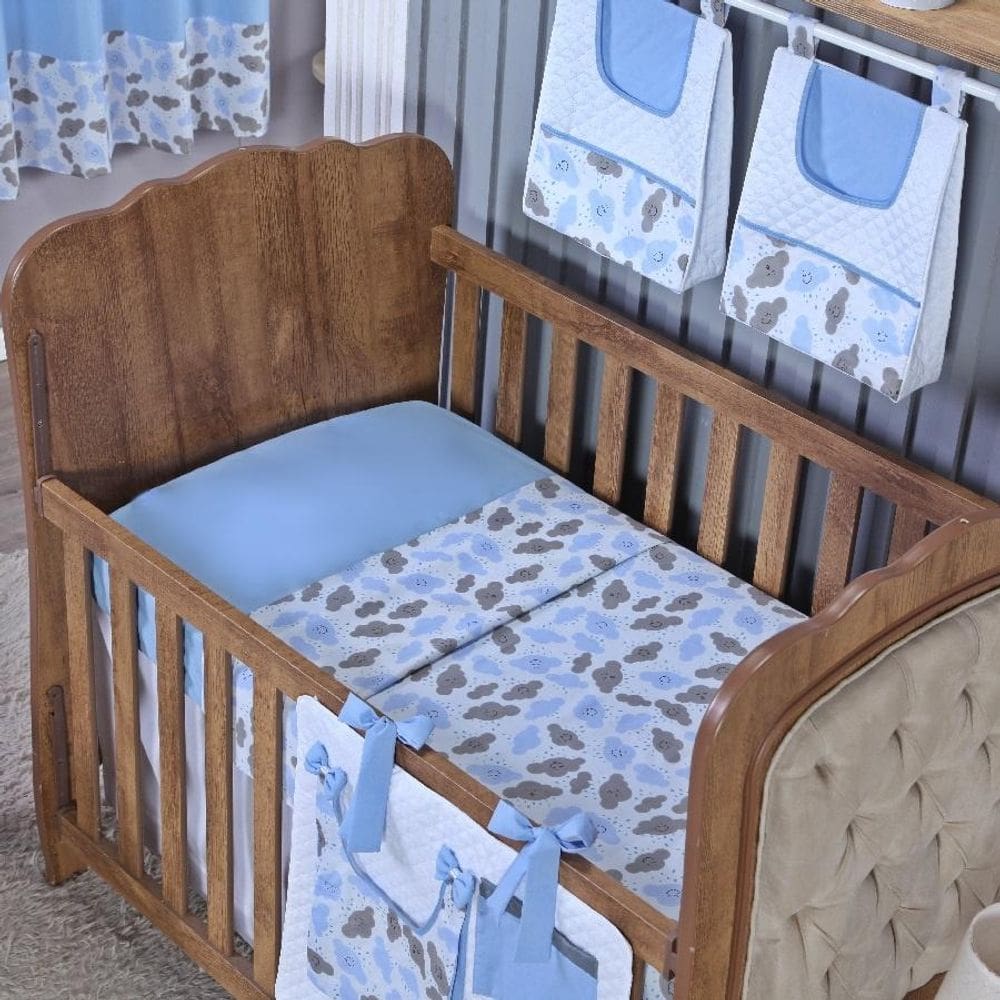 Lençol Berço Sem Elástico Percal Algodão Liso Bebe Menino