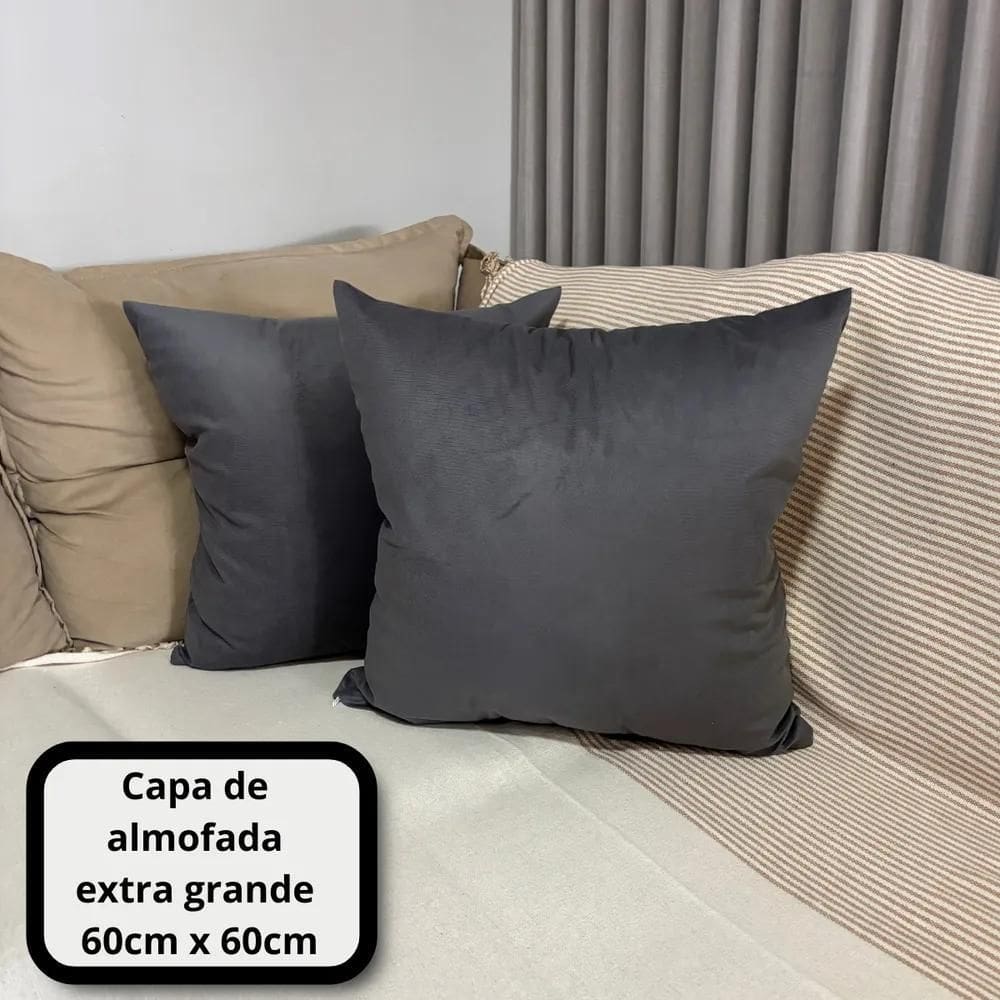 2X Kit 2 Capas De Almofadas Sued 60X60 Extra Grande Com Zíp