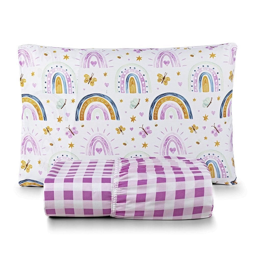 Jogo Lençol Lutti Infantil 200 Fios 2 Peças Arco Íris Rosa