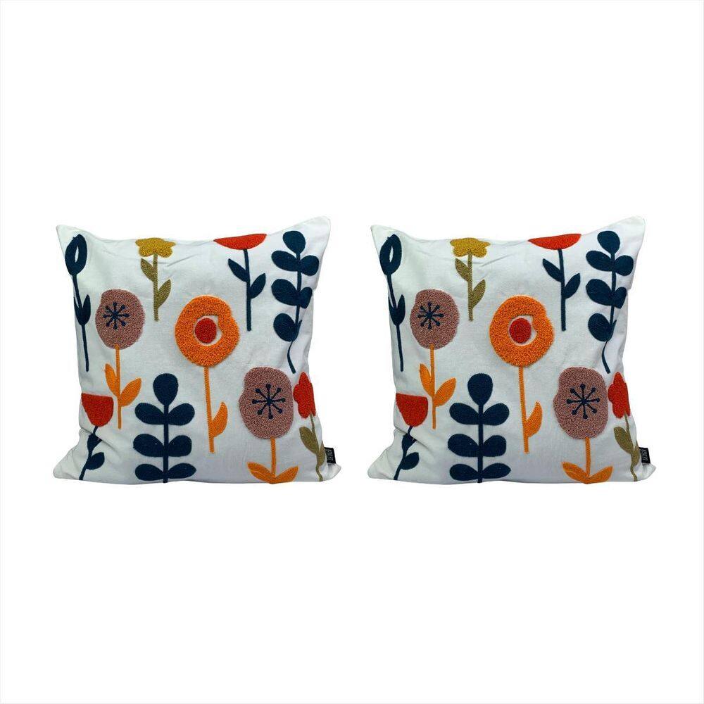 Kit 2 Capas Almofada 43X43Cm Poliéster Zíper Decoração Sala