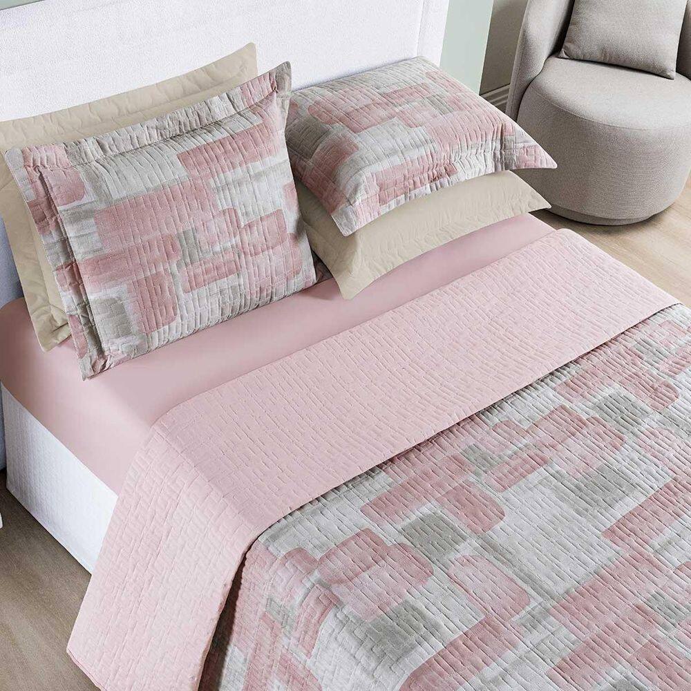 Kit Colcha Maris King Dupla Face 200 Fios 200 Fios 3Pç Rosê