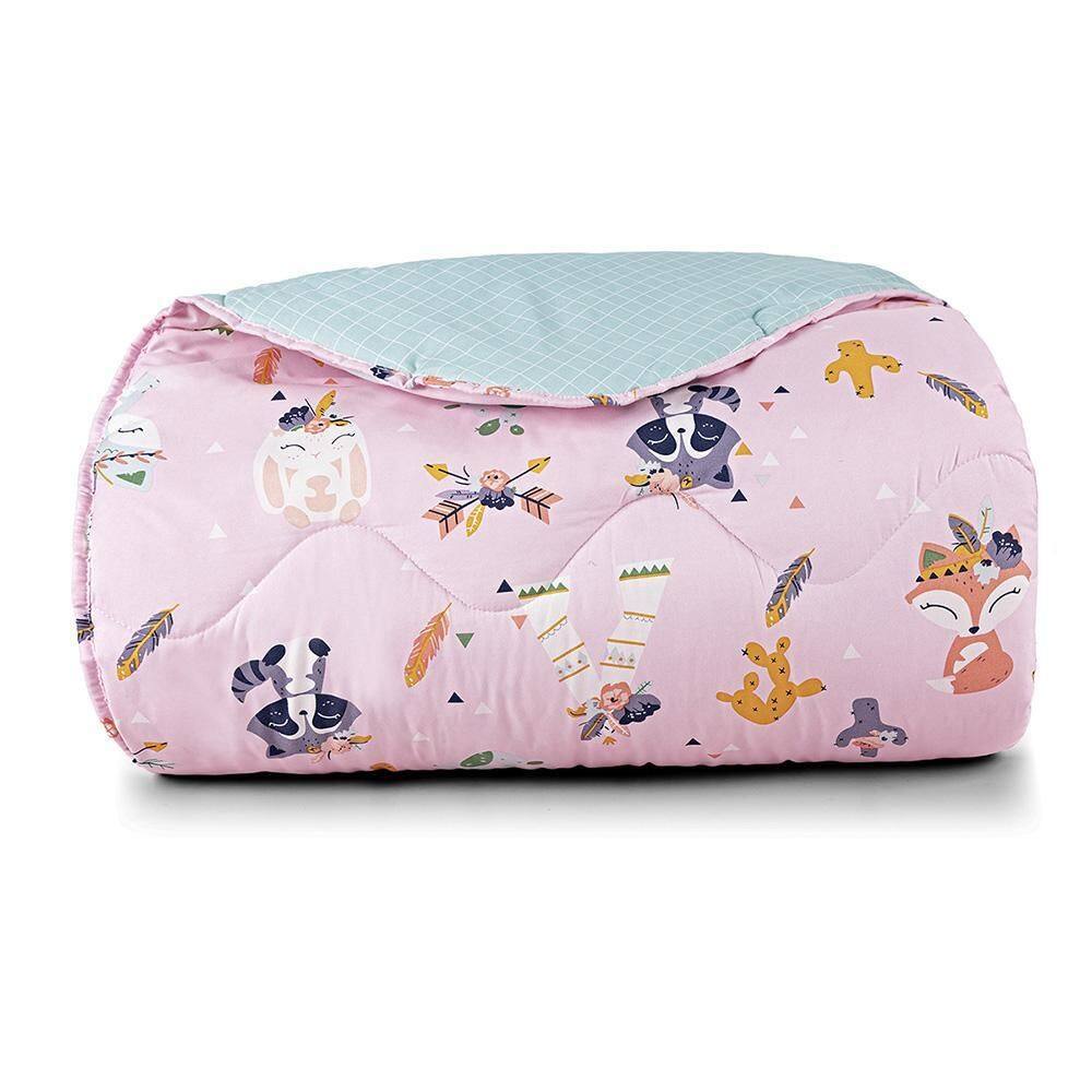 Edredom Lutti Infantil Dupla Face 200 Fios Raposa Foxy Rosa