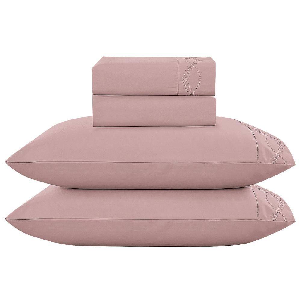 Jogo Cama Lençol Merit Casal Padrão Bordado Coroa Louros