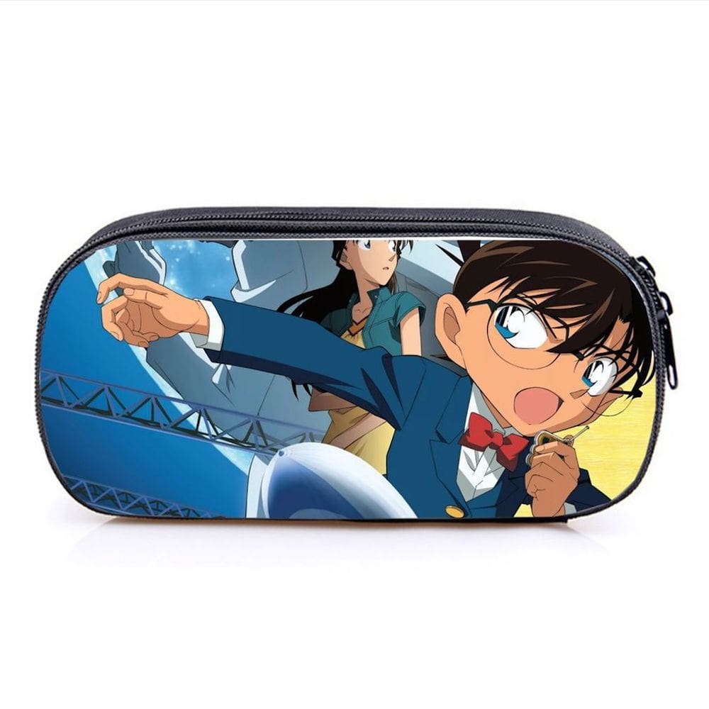 Bolsa de lápis Detectives Conans, desenho animado de dupla camada