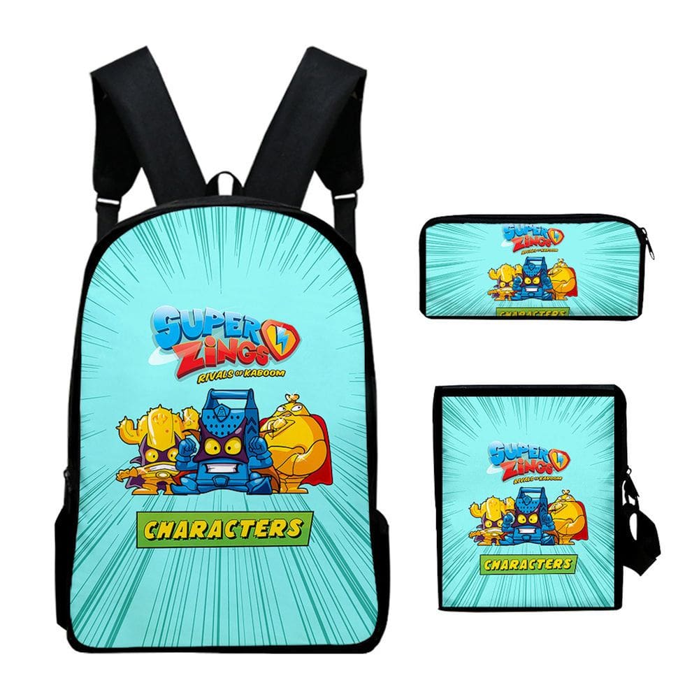 Conjunto de mochilas Superzings School Kids, 3 peças de poliéster Oxford