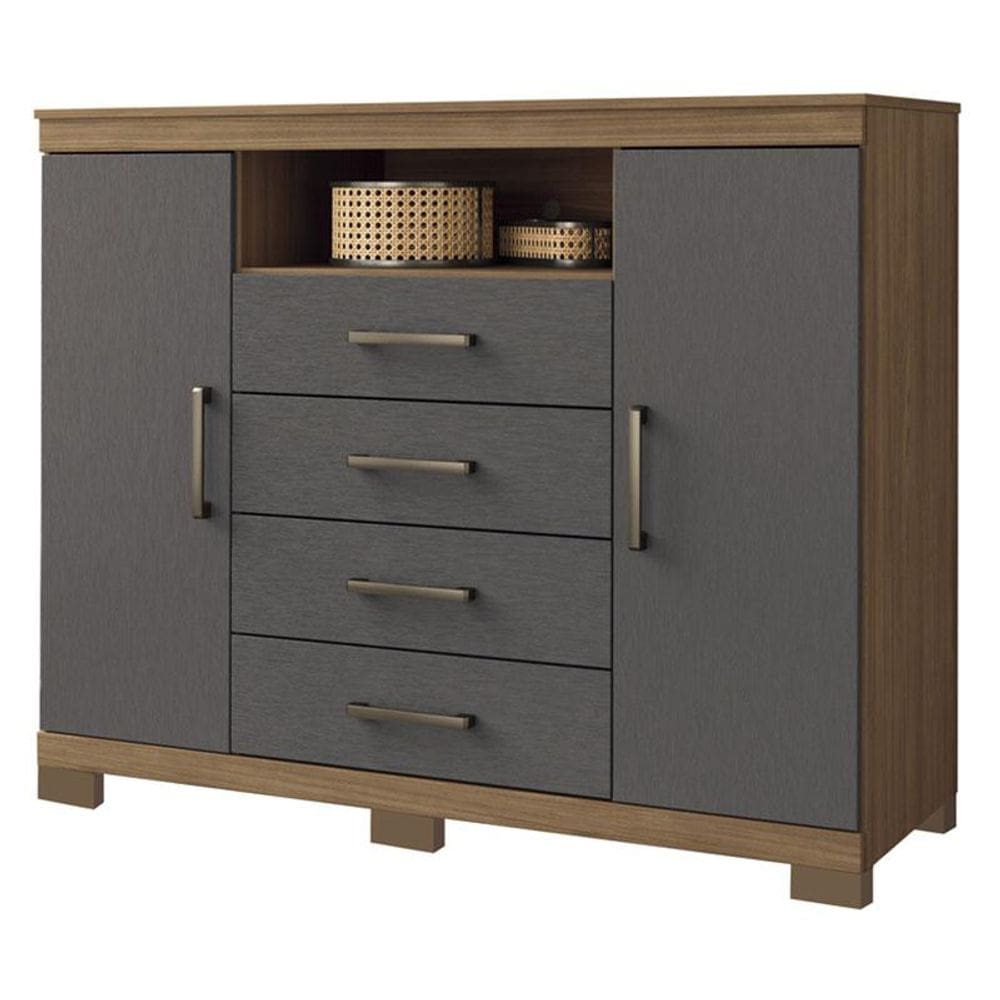 Comoda Havana Master com pés Jatobá Grafite Acetinado - Santos Andirá