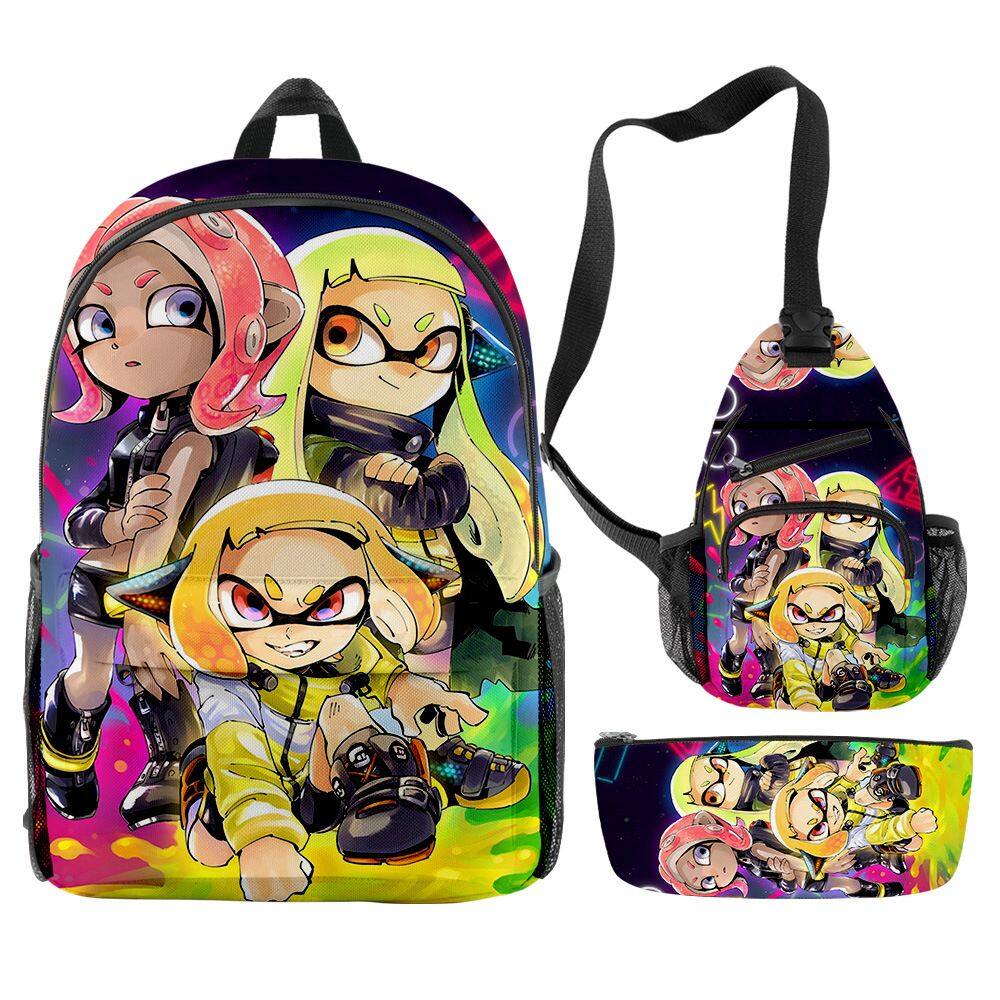 Conjunto de mochilas Splatoons Anime School, 3 unidades/lote para crianças