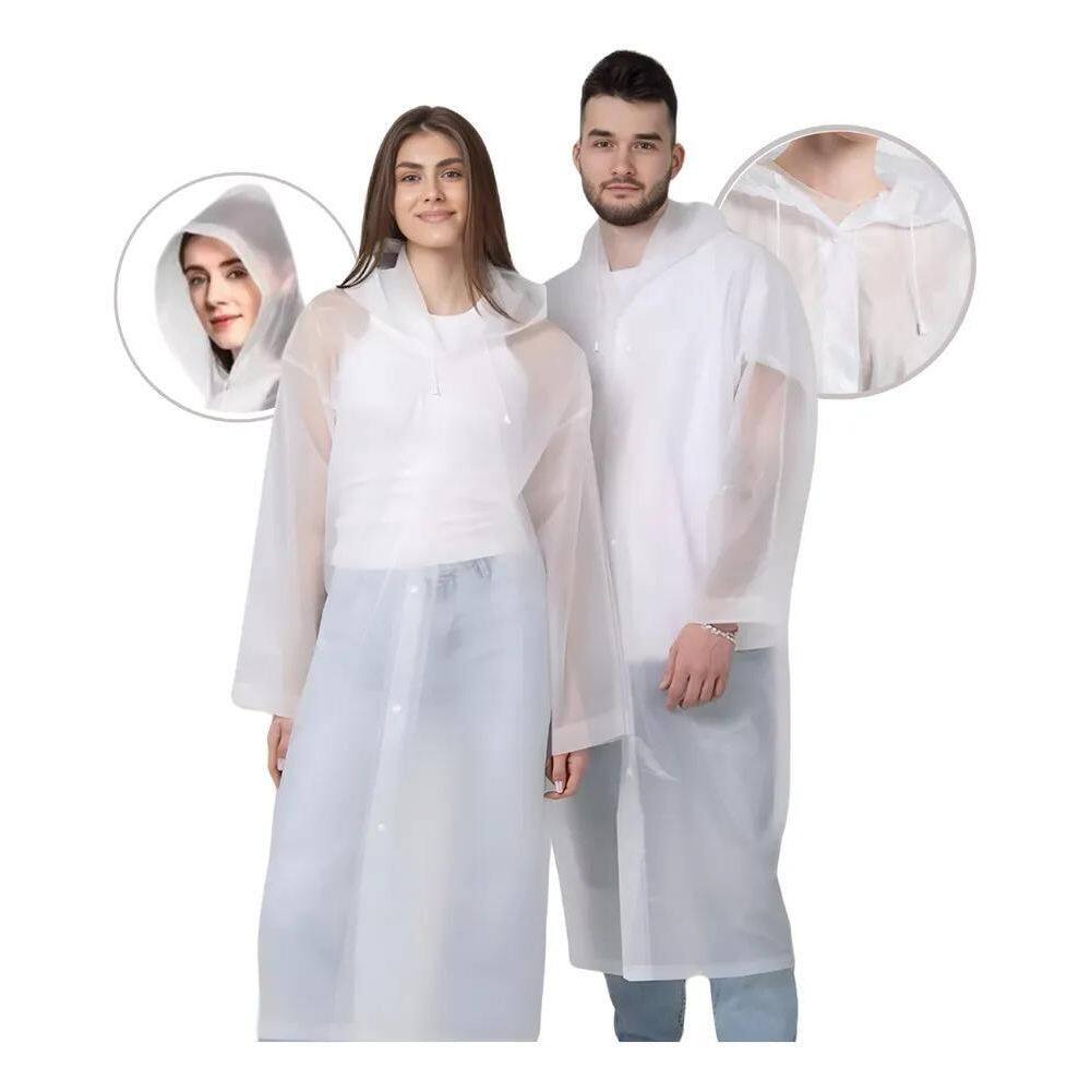 2X Kit 2 Capa De Chuva Impermeável Unissex Com Capuz Reutizá