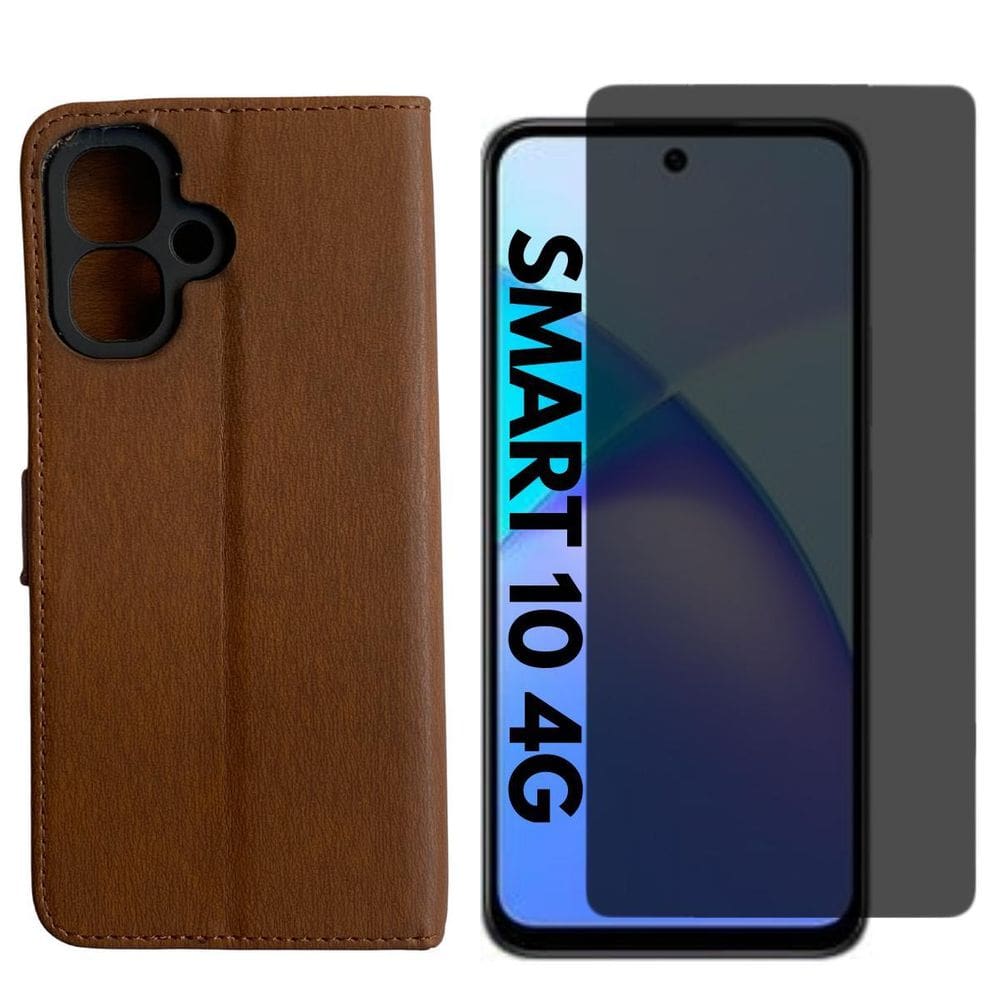 Capa Carteira + Pel. 3D Priv Compativel Infinix Smart 10 4G