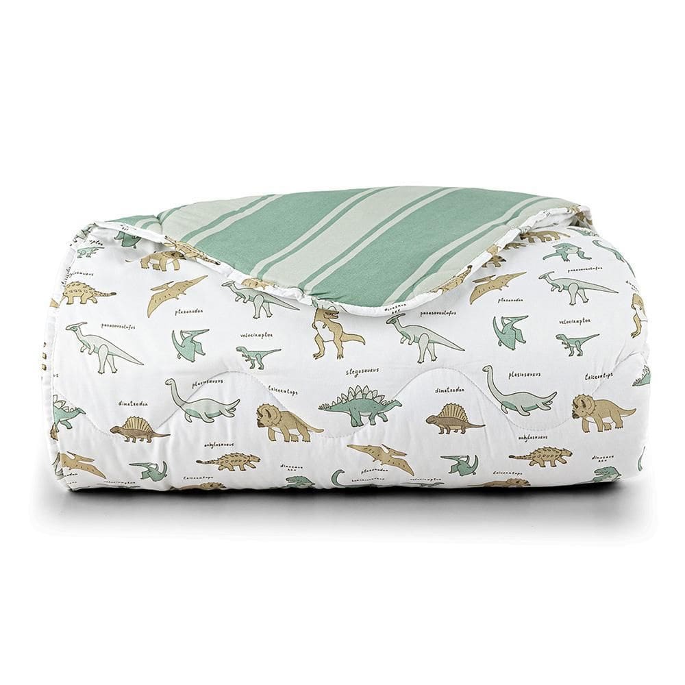 Edredom Lutti Infantil Dupla Face 200 Fios Dinossauro Verde