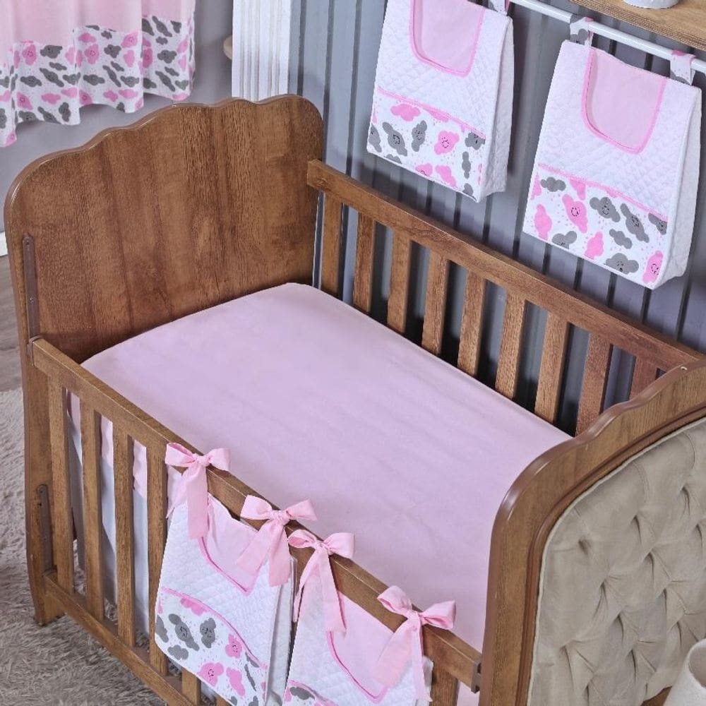 Lençol Berço Americano Elástico Percal Algodão Liso Menino