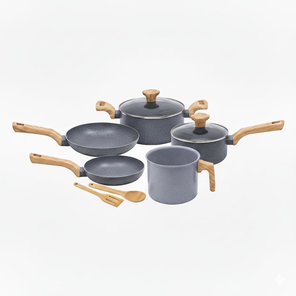 Jogo de Panelas de Indução 7 Peças Fundo Triplo e Revestimento Ceramico Mimo Style - Grafite