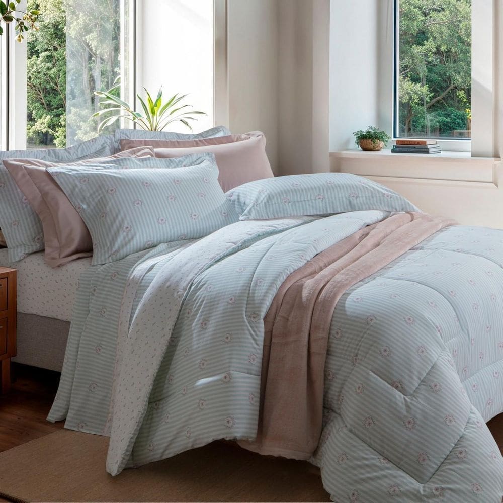 Cobreleito Casal 200 Fios Kacyumara Vintage 03 Peças Pivone