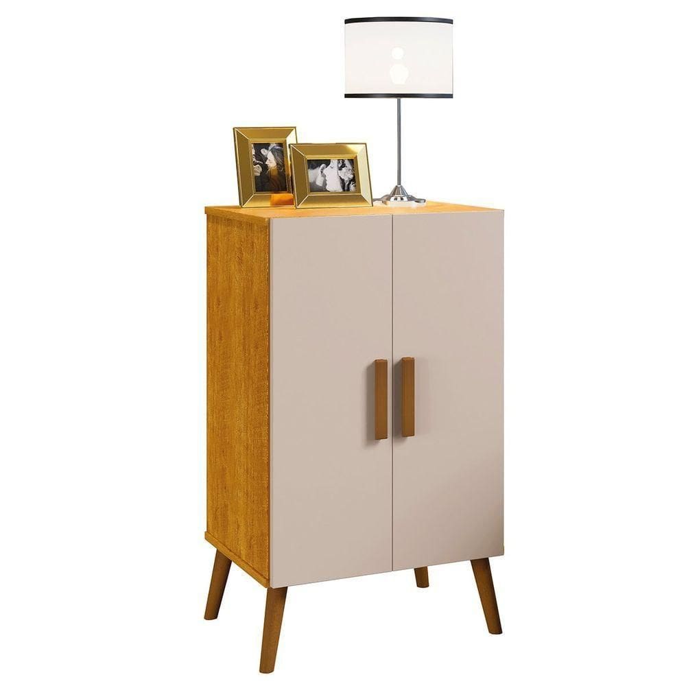 Armário Multiuso Sapateira Pés Retrô 2 Portas Carly Naturale/off White