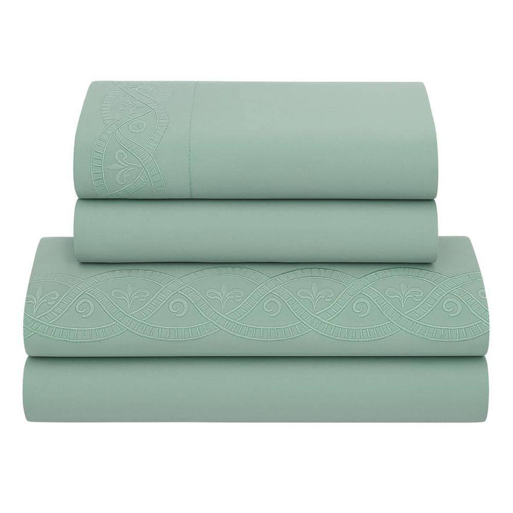 Jogo Cama 4 Peças Queen Liso Bordado Bella Notte - Forest