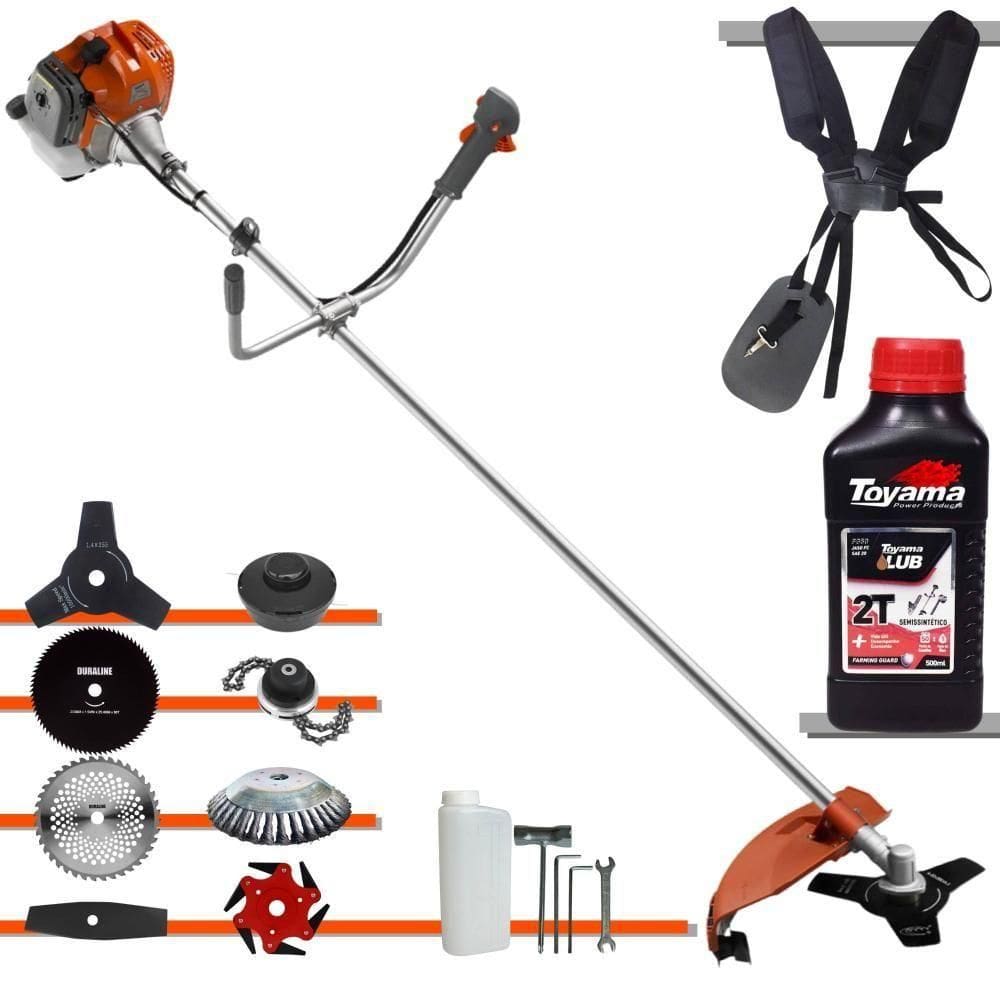 Roçadeira Tekna 2hp 52cc + 6 Facas + Escova + óleo Toyama 2t