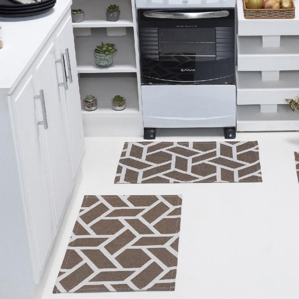 Par Tapete Jacquard Antiderrapante Cozinha Banheiro Quarto
