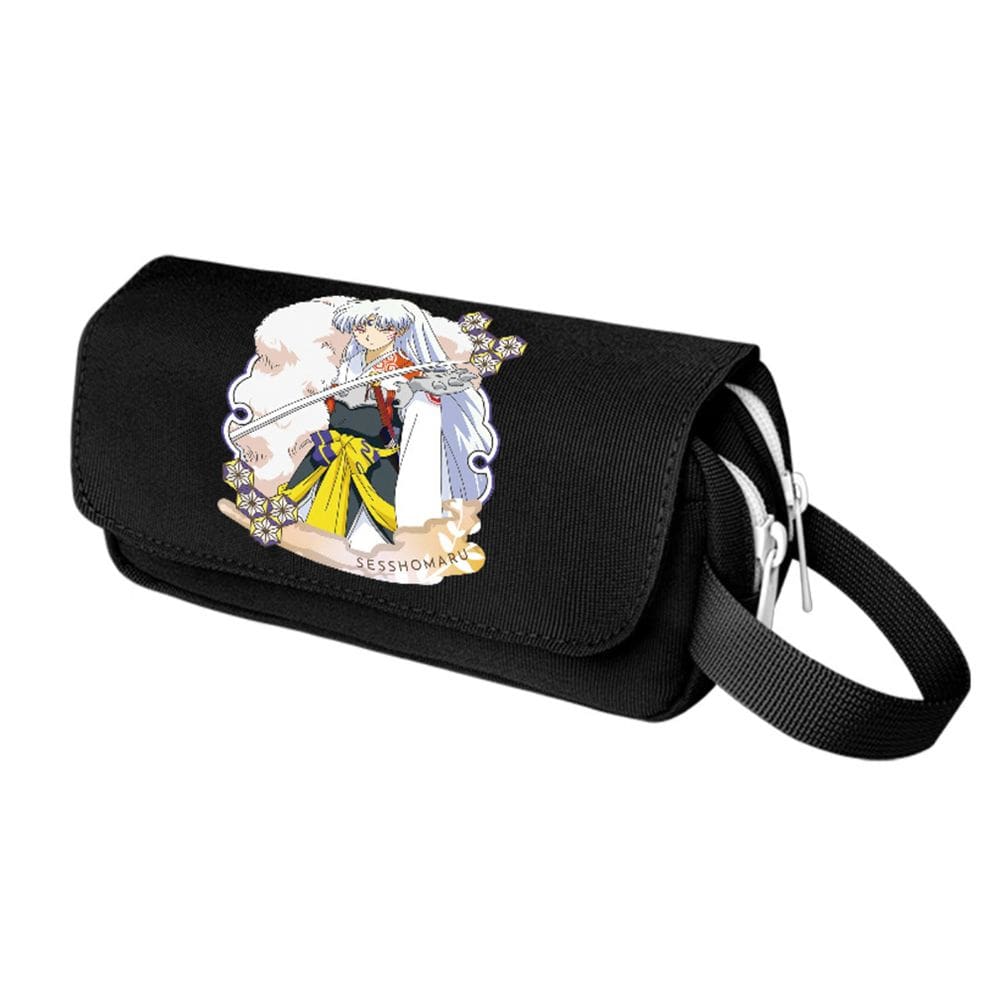 Estojo de lápis Inuyasha impermeável de lona portátil 21x11x7cm