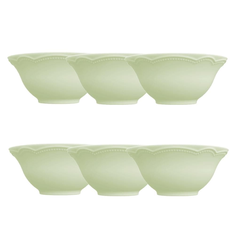 Kit 6 Bowl Tigela Relevo Cottage Verde 510 ml Porcelana