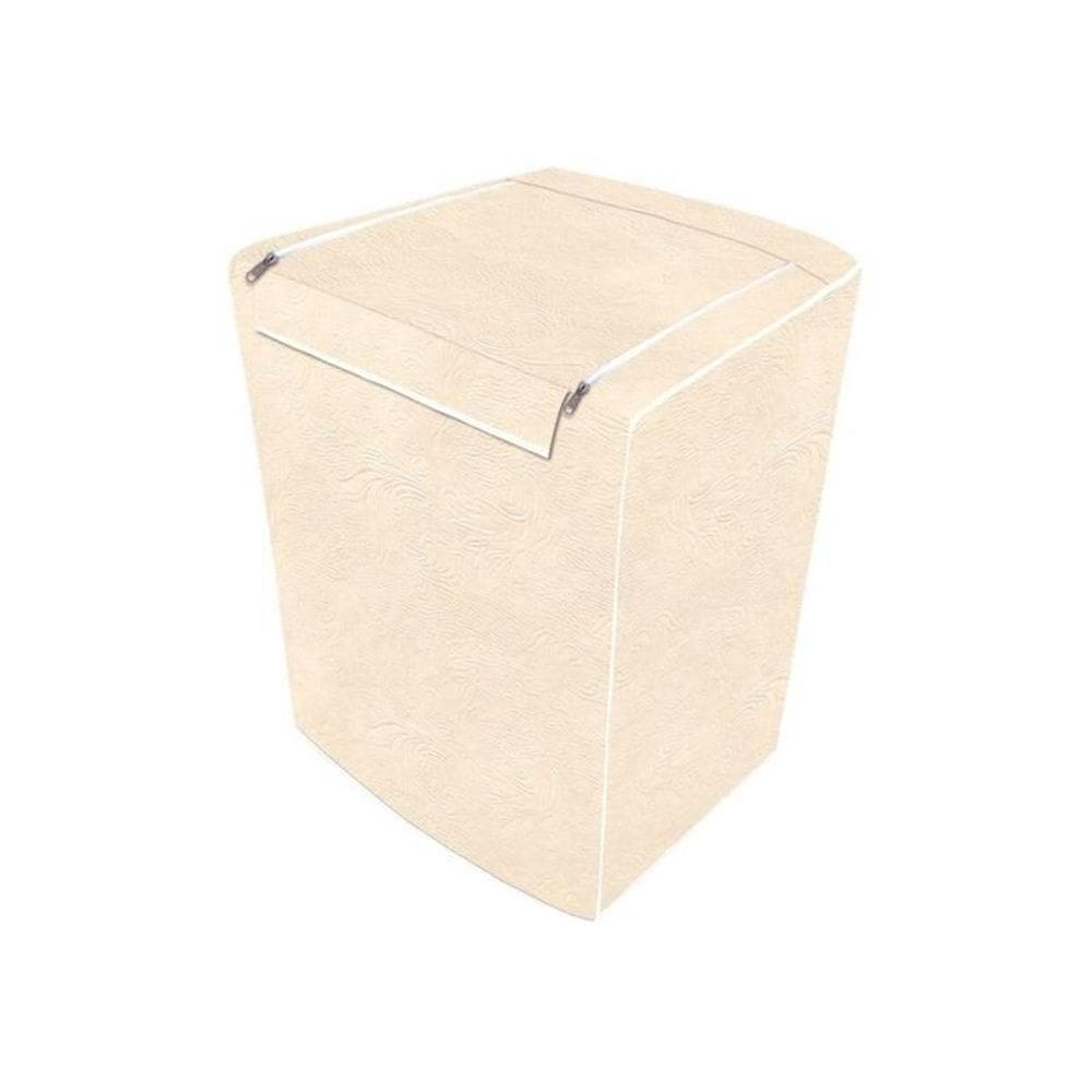 Capa De Máquina De Lavar M Bege Com Zíper Forrada